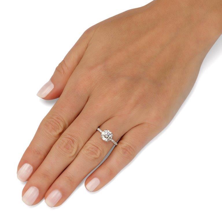 18K White Gold Engagement Ring With 1.64 TCW Natural Diamonds