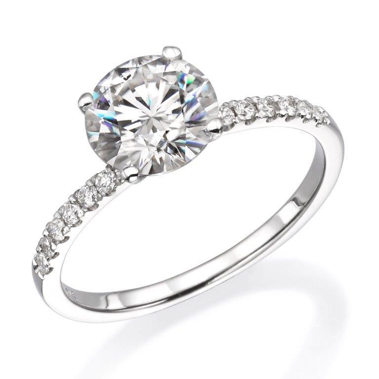 18K White Gold Engagement Ring With 1.64 TCW Natural Diamonds