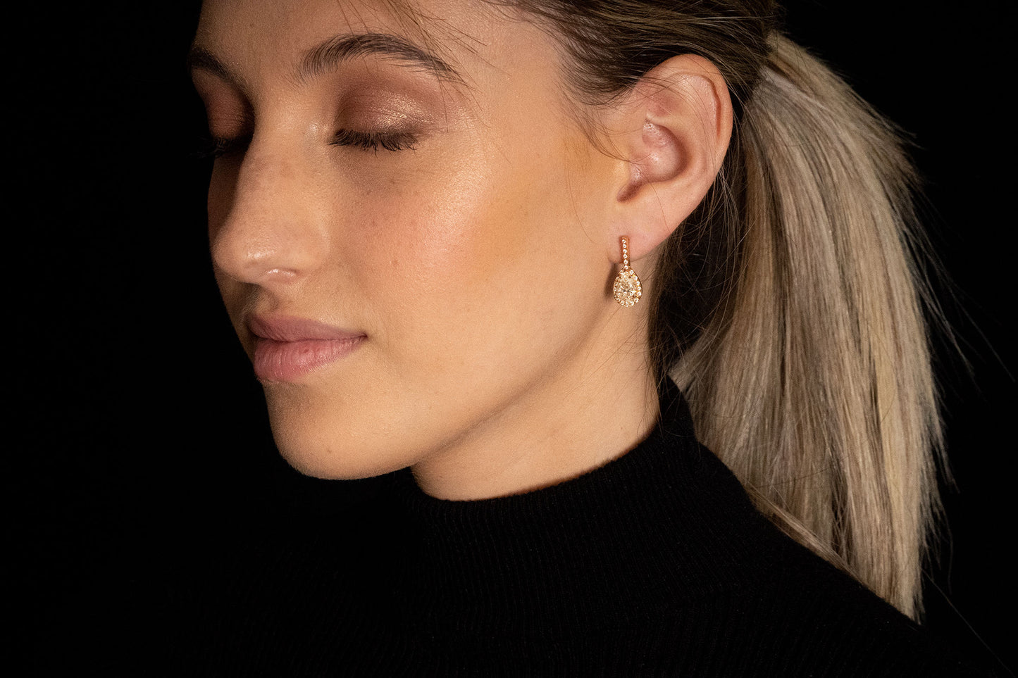 18K Rose Gold Dangle Earrings With 2.87 TCW - Natural Fancy Colored Diamond Main Stone