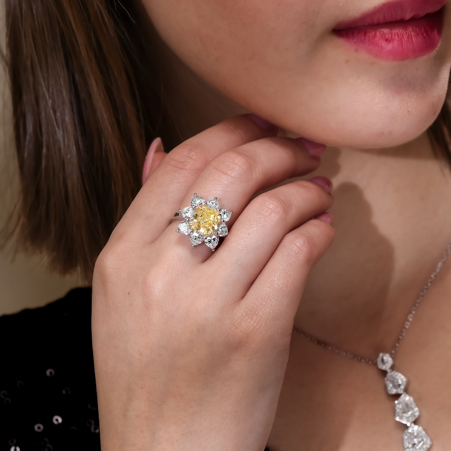 18K White Gold Pendant Necklace With 3.00 TCW Natural Diamond