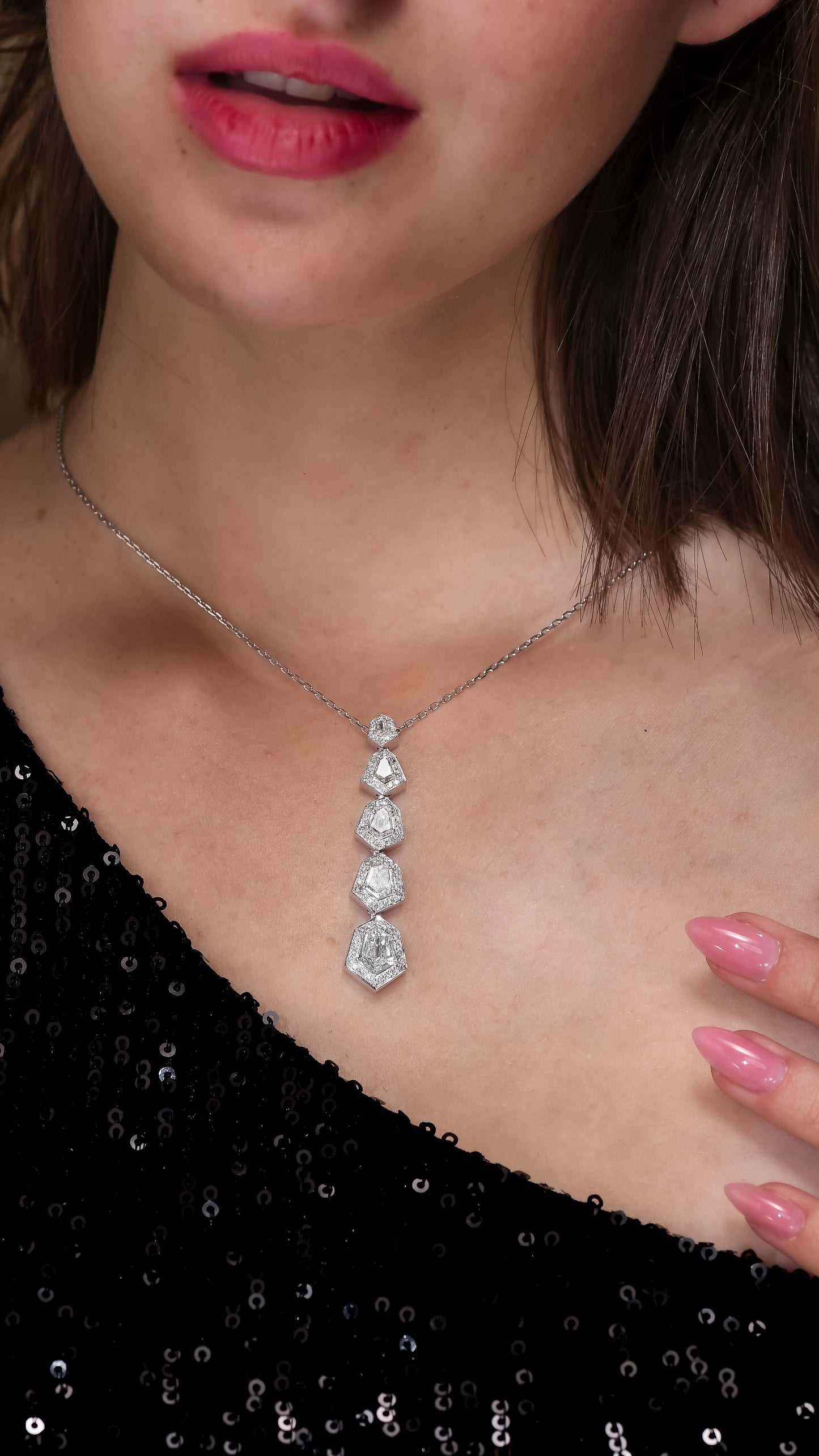 18K White Gold Pendant Necklace With 3.00 TCW Natural Diamond
