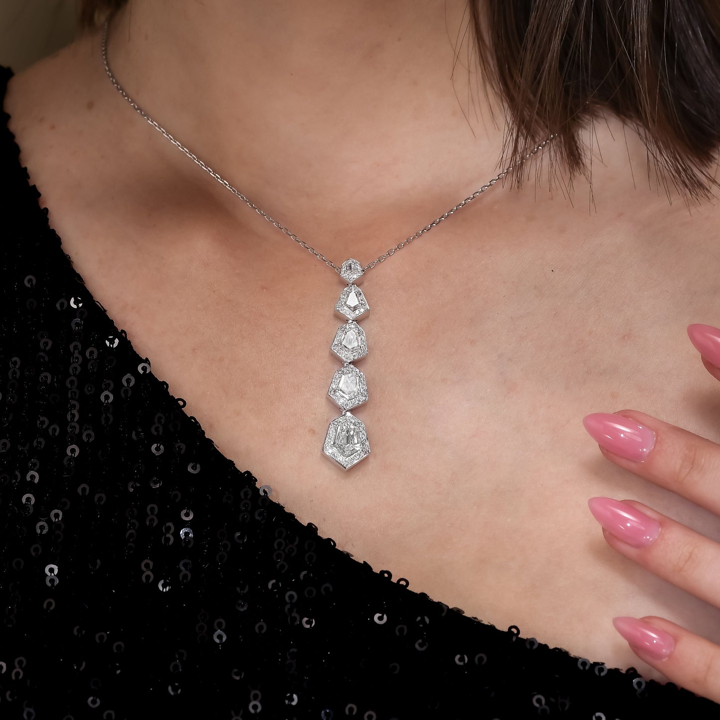 18K White Gold Pendant Necklace With 3.00 TCW Natural Diamond