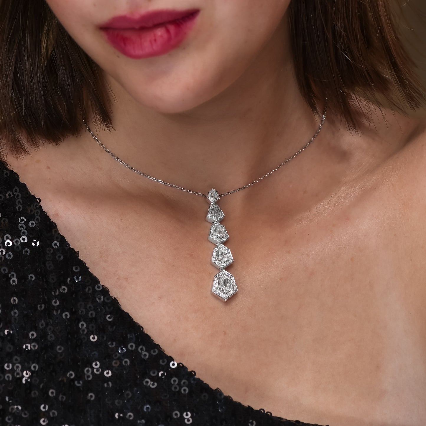 18K White Gold Pendant Necklace With 3.00 TCW Natural Diamond