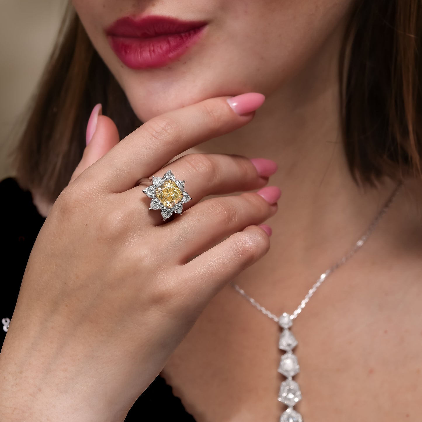 18K White Gold Pendant Necklace With 3.00 TCW Natural Diamond