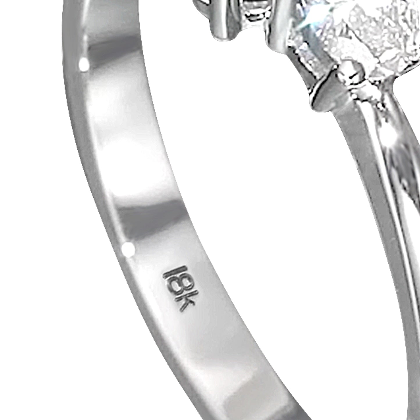 18K White Gold 3 Stone Engagement Ring With 1.01 Carat Natural Diamond