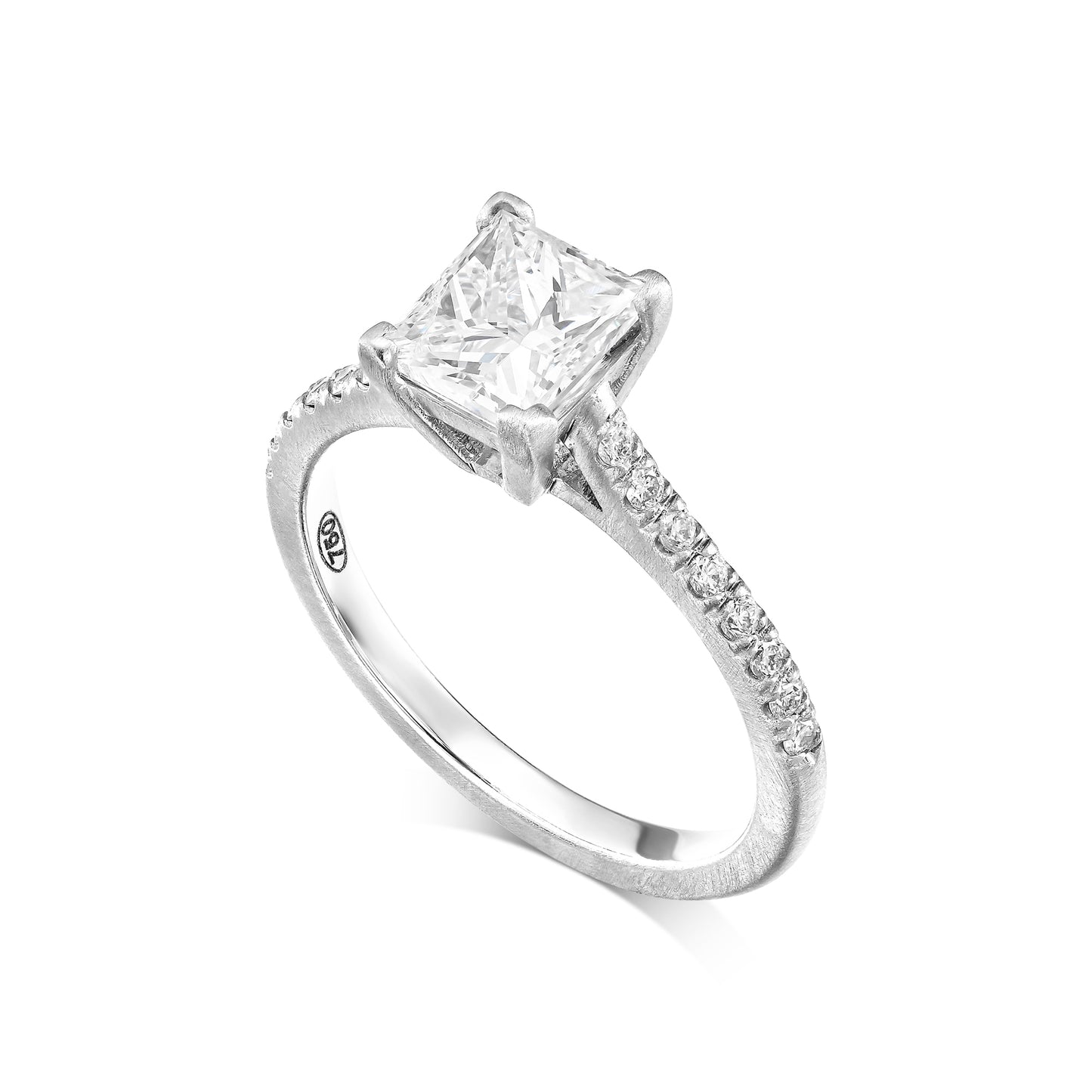 18K White Gold Engagement Ring With 1.56 TCW Natural Diamond