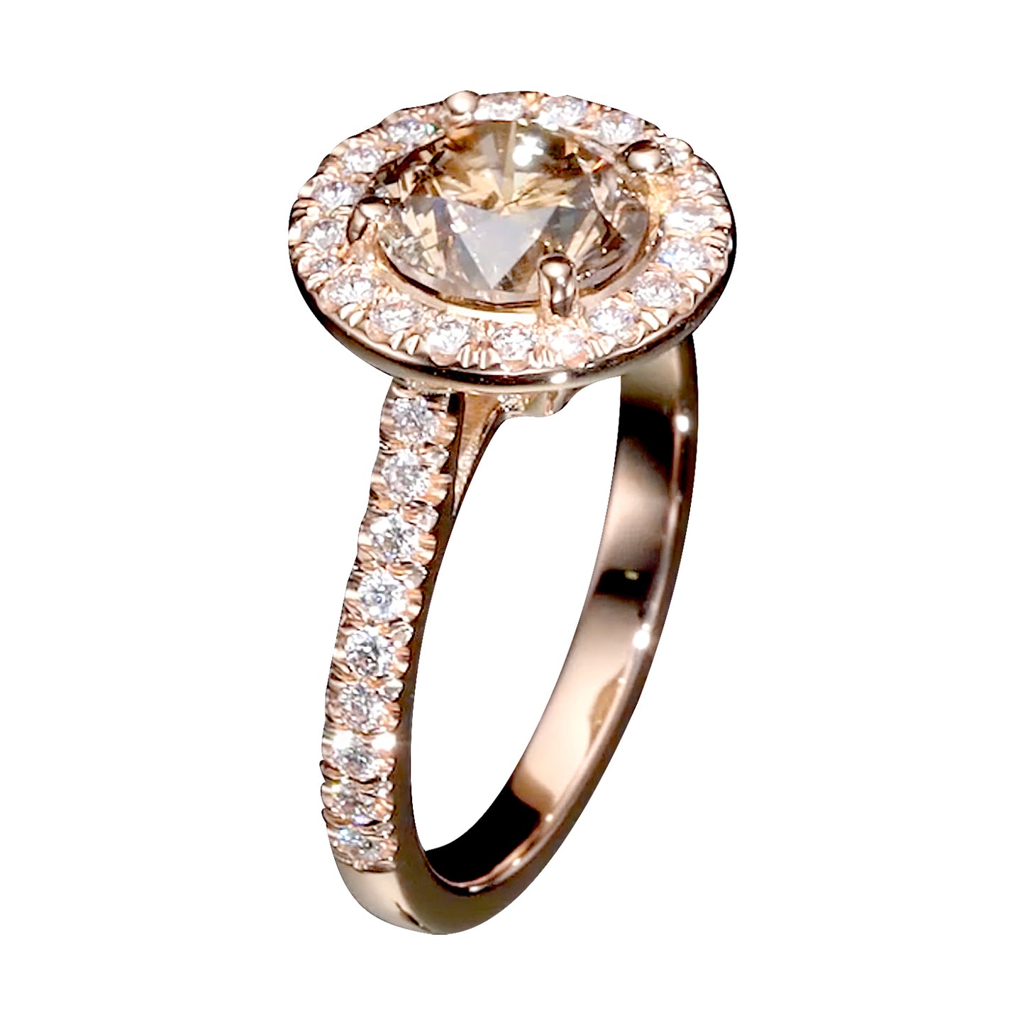 18K Rose Gold Statement Ring With 2.54 TCW - Natural Fancy Colored Diamond Main Stone