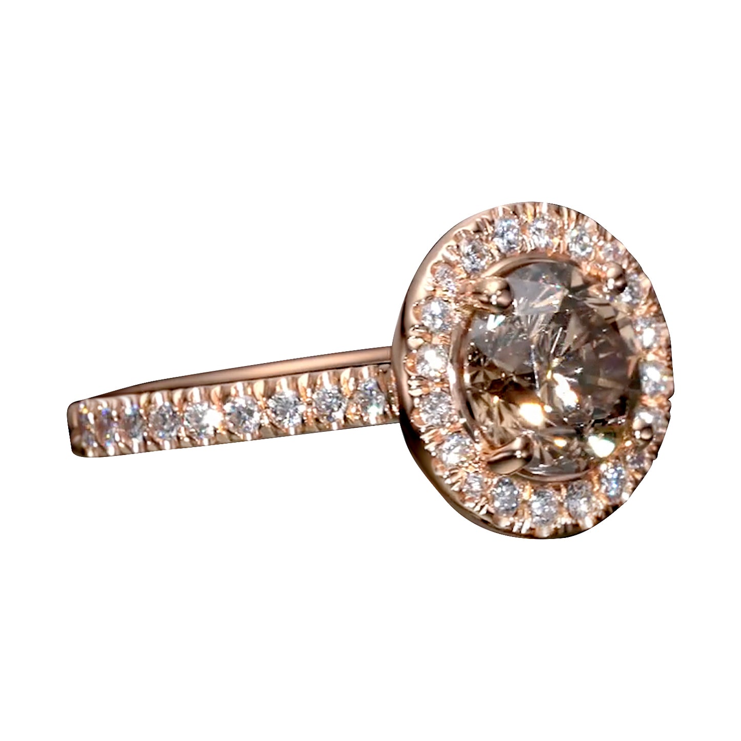 18K Rose Gold Statement Ring With 2.54 TCW - Natural Fancy Colored Diamond Main Stone