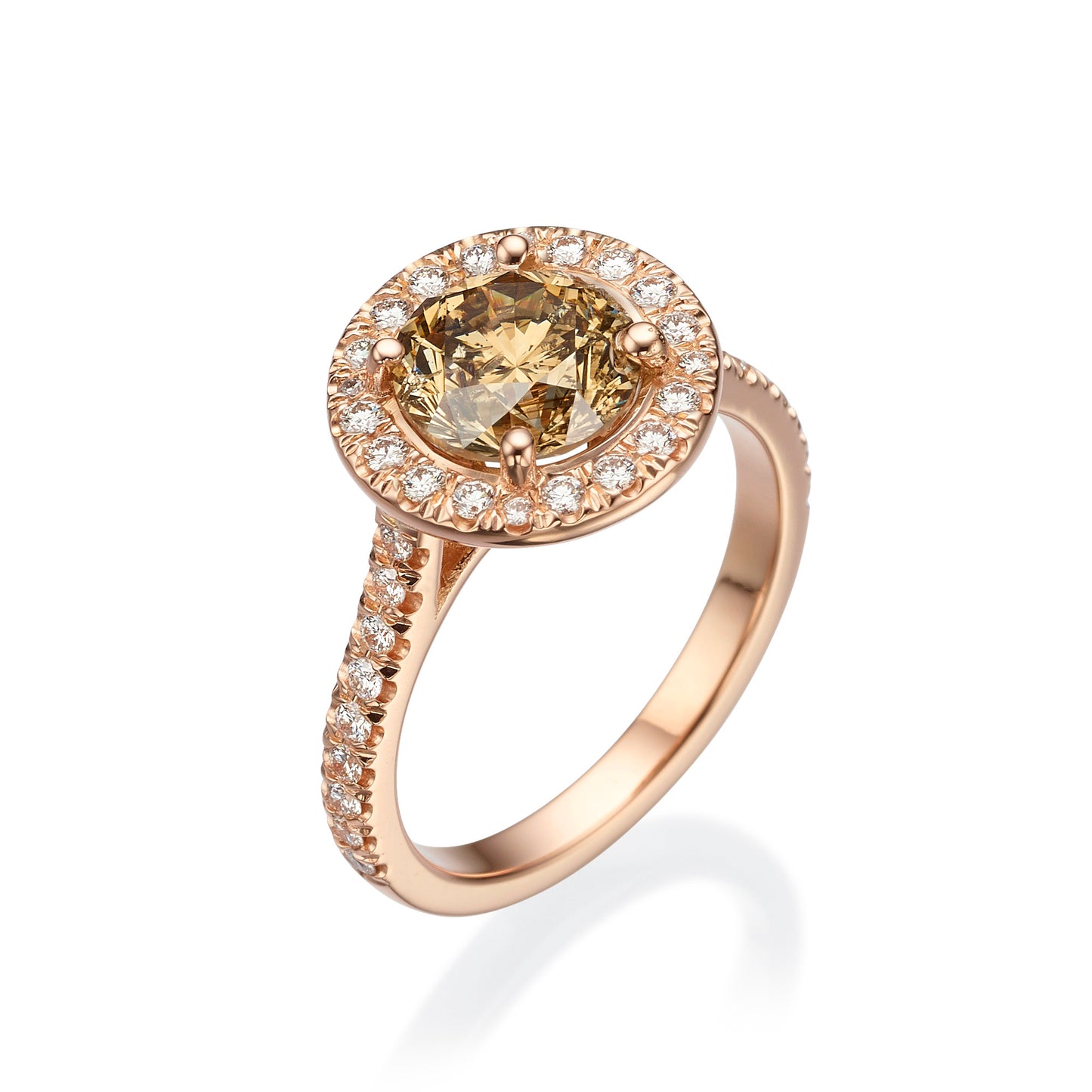 18K Rose Gold Statement Ring With 2.54 TCW - Natural Fancy Colored Diamond Main Stone