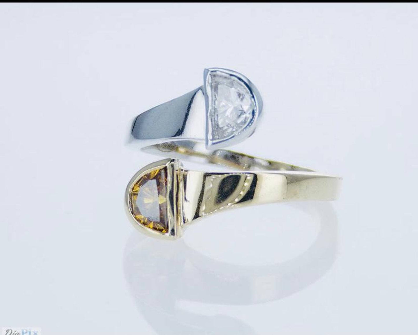 18K Yellow and White Gold Statement Ring With 1.10 TCW Natural Diamond