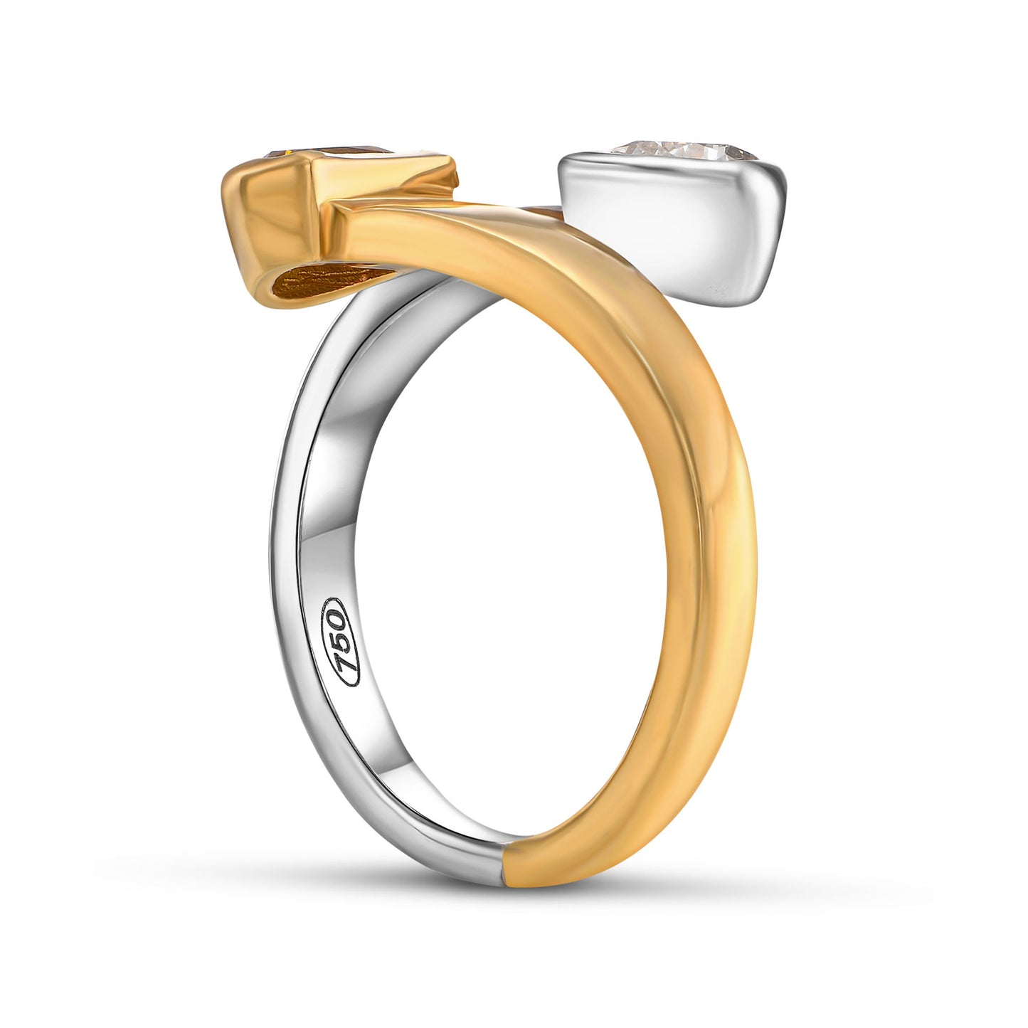 18K Yellow and White Gold Statement Ring With 1.10 TCW Natural Diamond