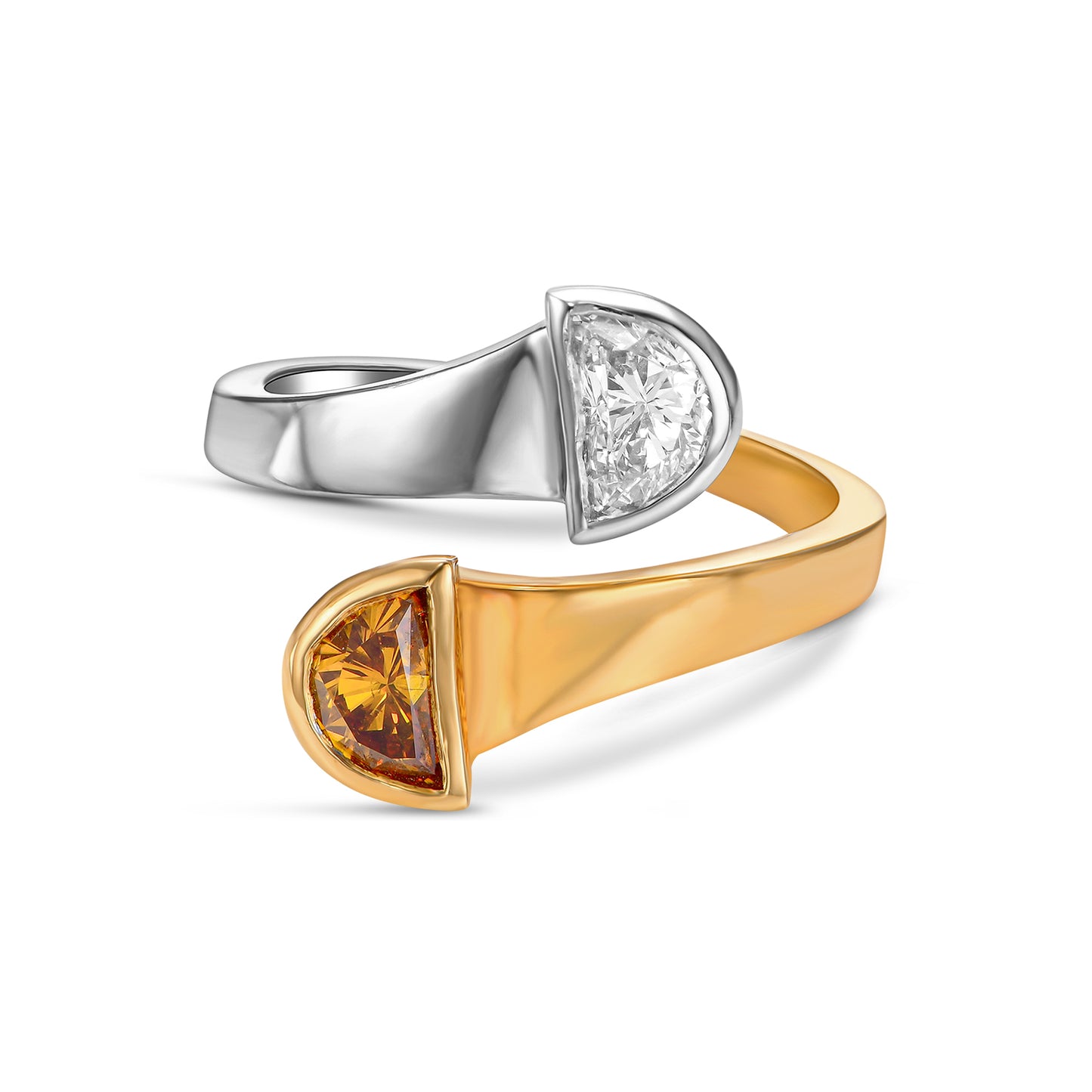 18K Yellow and White Gold Statement Ring With 1.10 TCW Natural Diamond