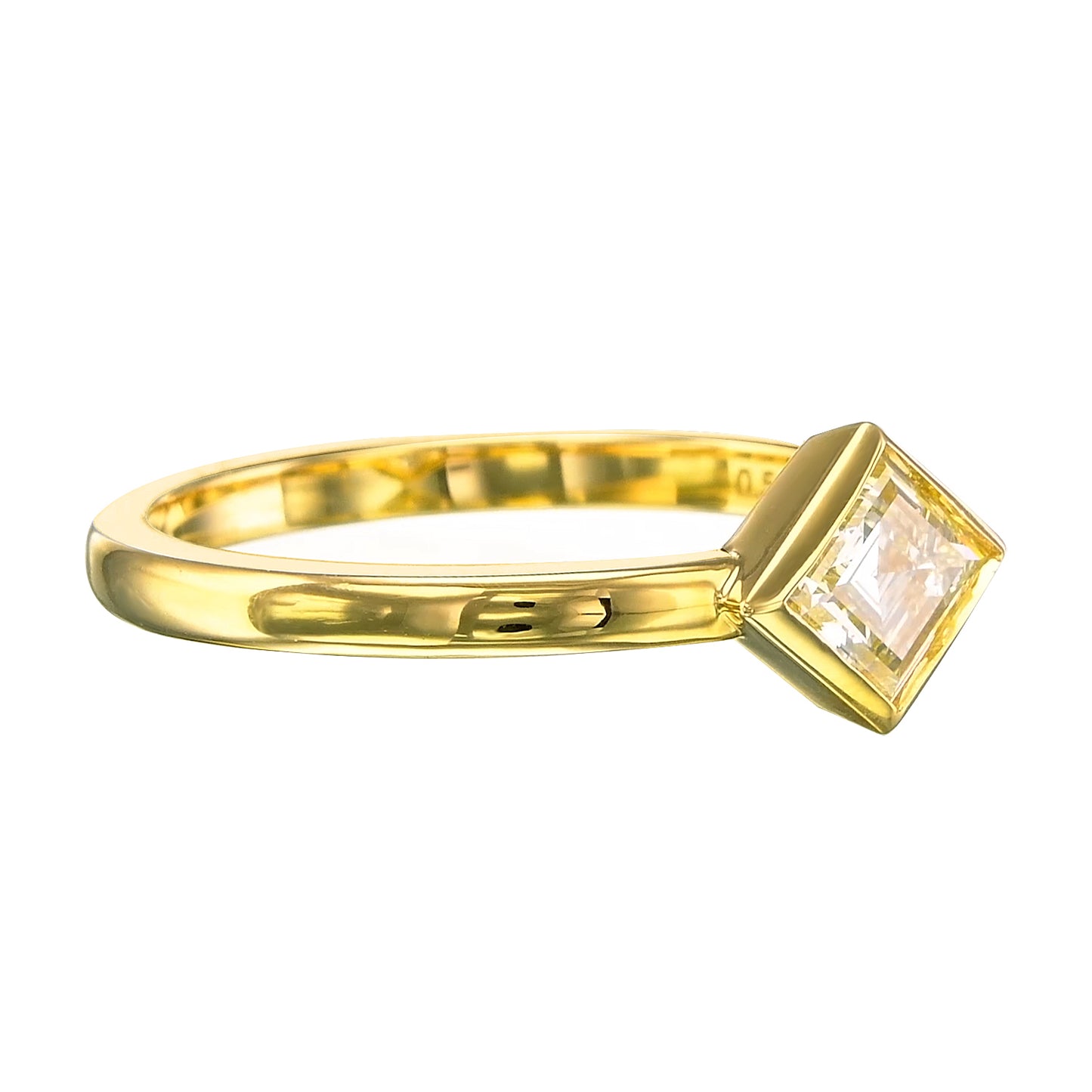 18K Yellow Gold Statement Ring With 0.51 TCW - Natural Fancy Colored Diamond Main Stone