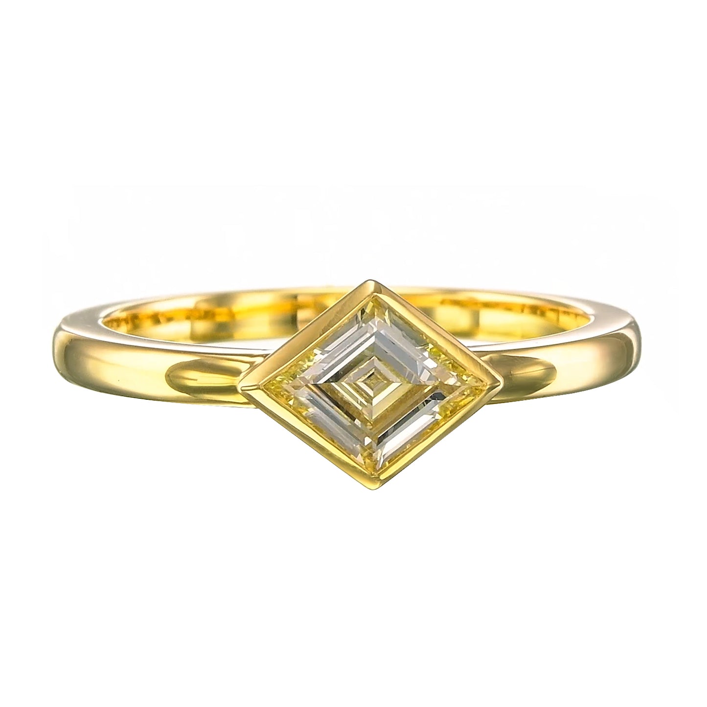 18K Yellow Gold Statement Ring With 0.51 TCW - Natural Fancy Colored Diamond Main Stone