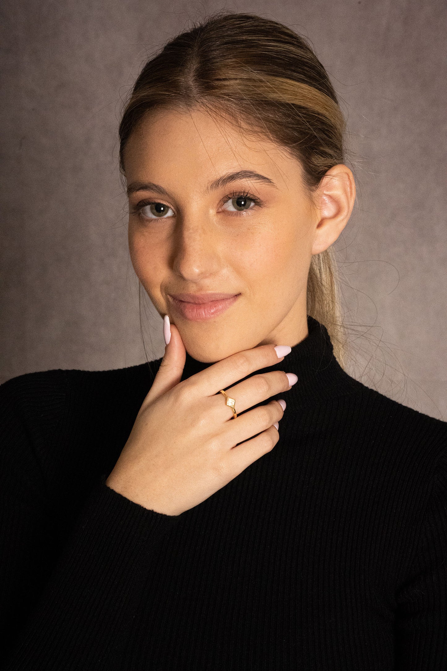 18K Yellow Gold Statement Ring With 0.51 TCW - Natural Fancy Colored Diamond Main Stone