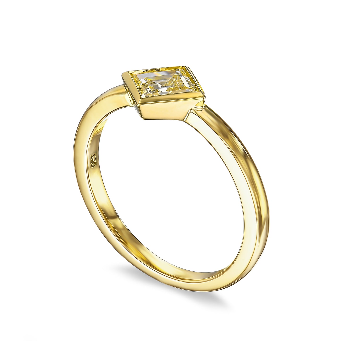 18K Yellow Gold Statement Ring With 0.51 TCW - Natural Fancy Colored Diamond Main Stone