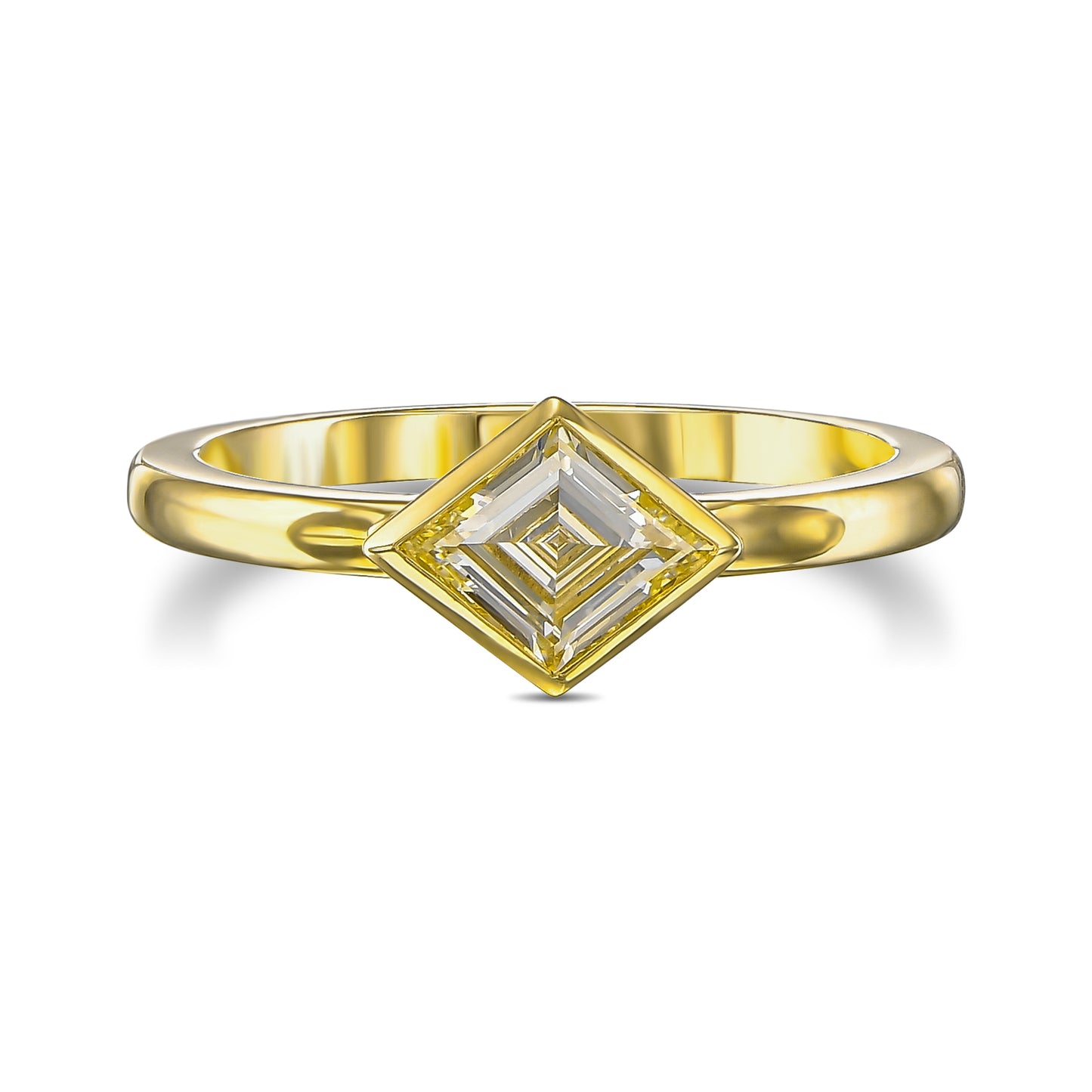 18K Yellow Gold Statement Ring With 0.51 TCW - Natural Fancy Colored Diamond Main Stone