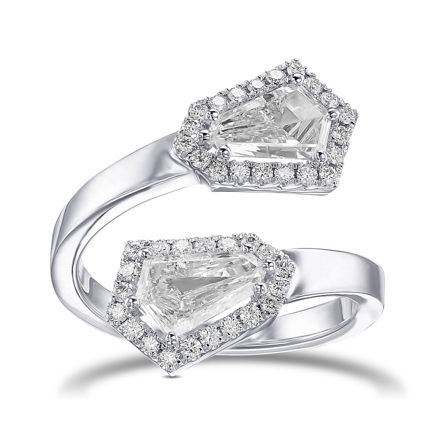 18K White Gold Wrap Around Ring With 1.35 TCW Natural Diamond