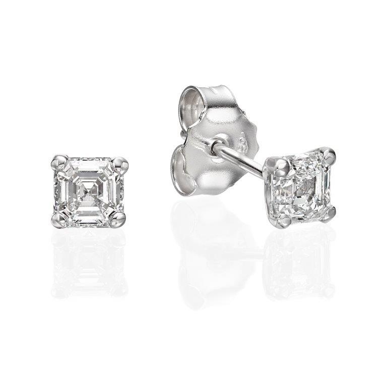 18K White Gold Stud Earrings With 0.54 TCW Natural Diamond