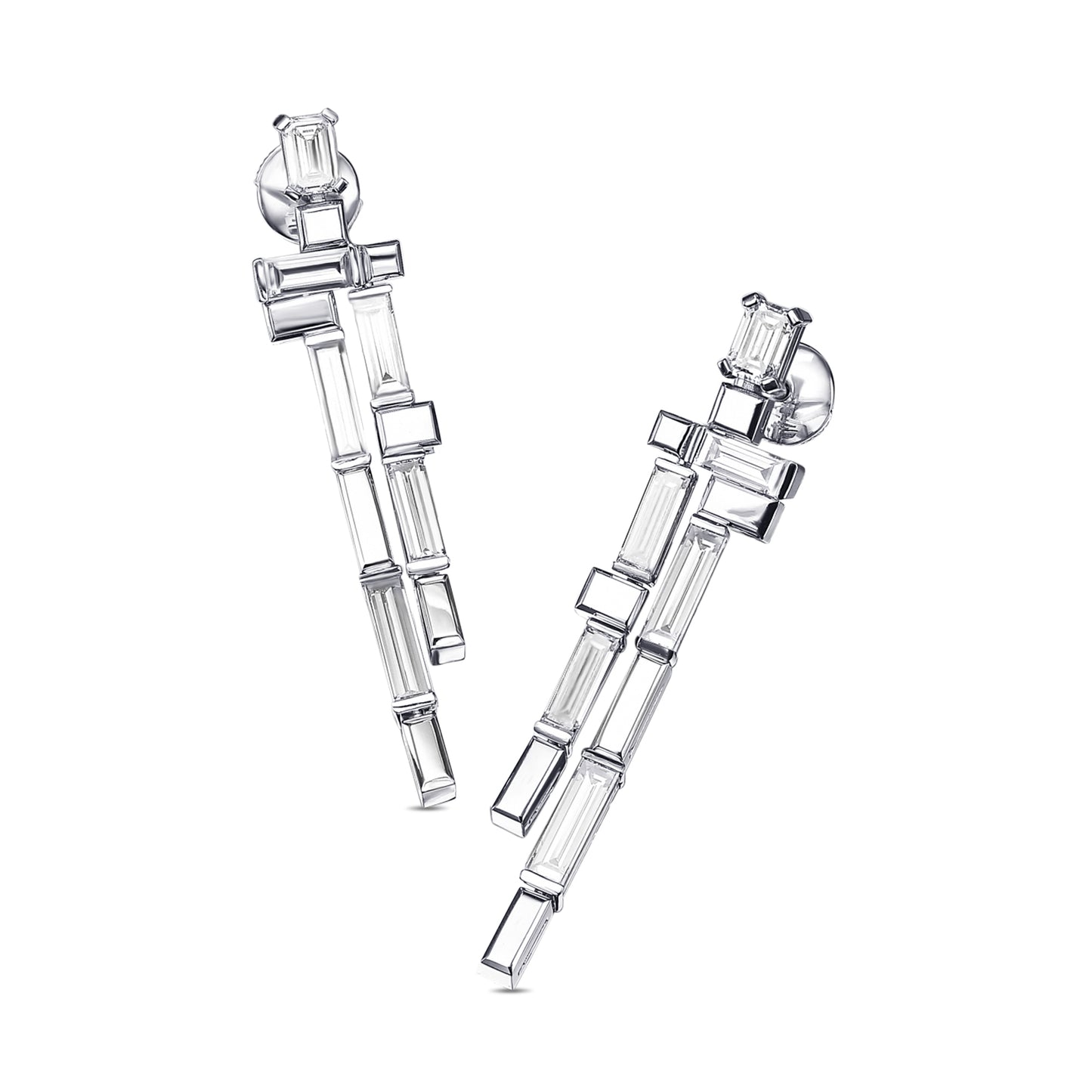 18K White Gold Drop Earrings With 4.15 TCW Natural Diamond