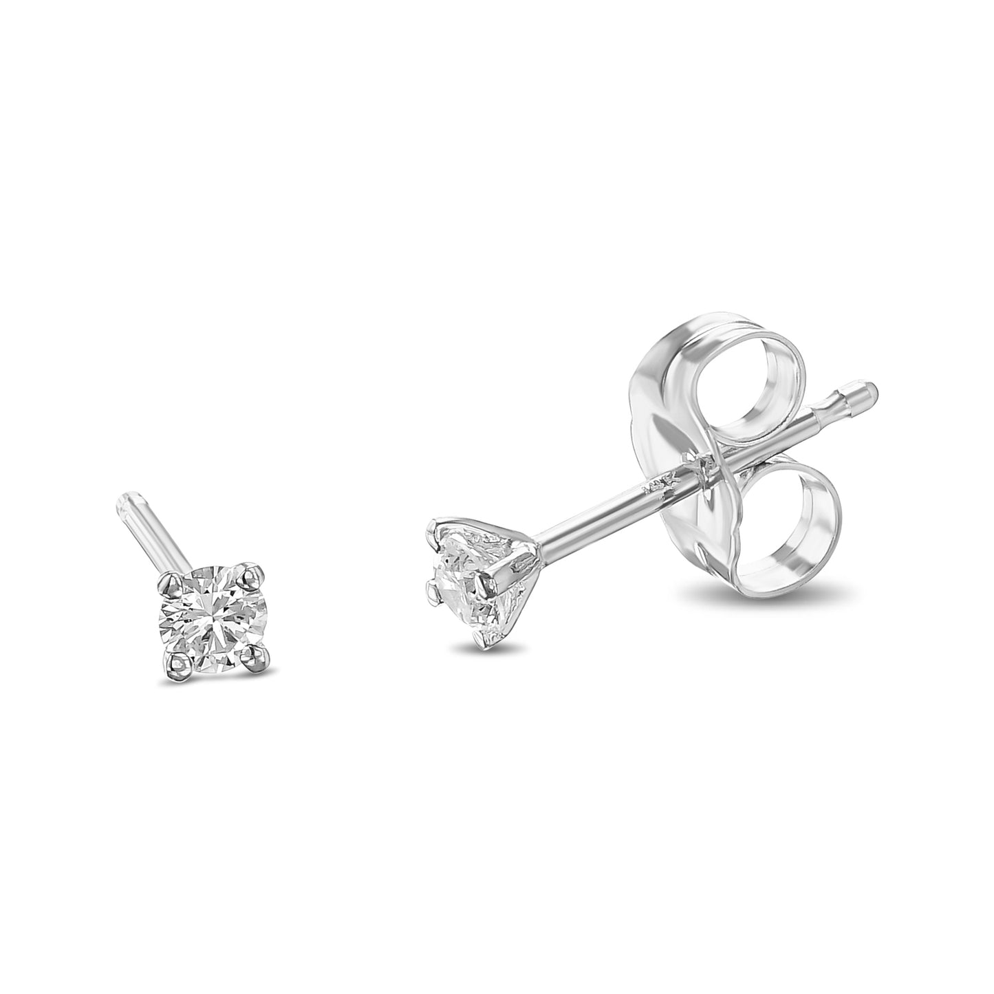 14K White Gold Stud Earrings With 0.06 TCW Natural Diamond