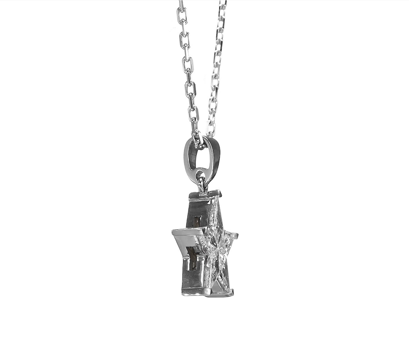 18K White Gold Star Pendant Necklace With 0.83 TCW Natural Diamond