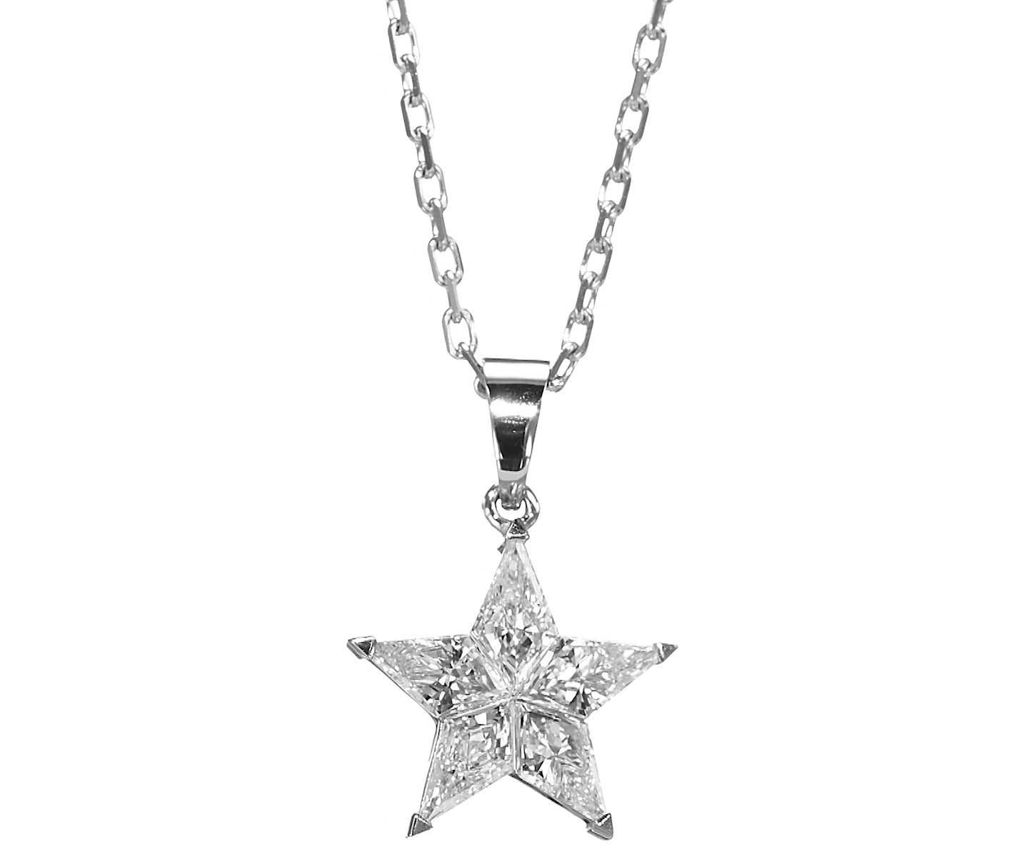 18K White Gold Star Pendant Necklace With 0.83 TCW Natural Diamond