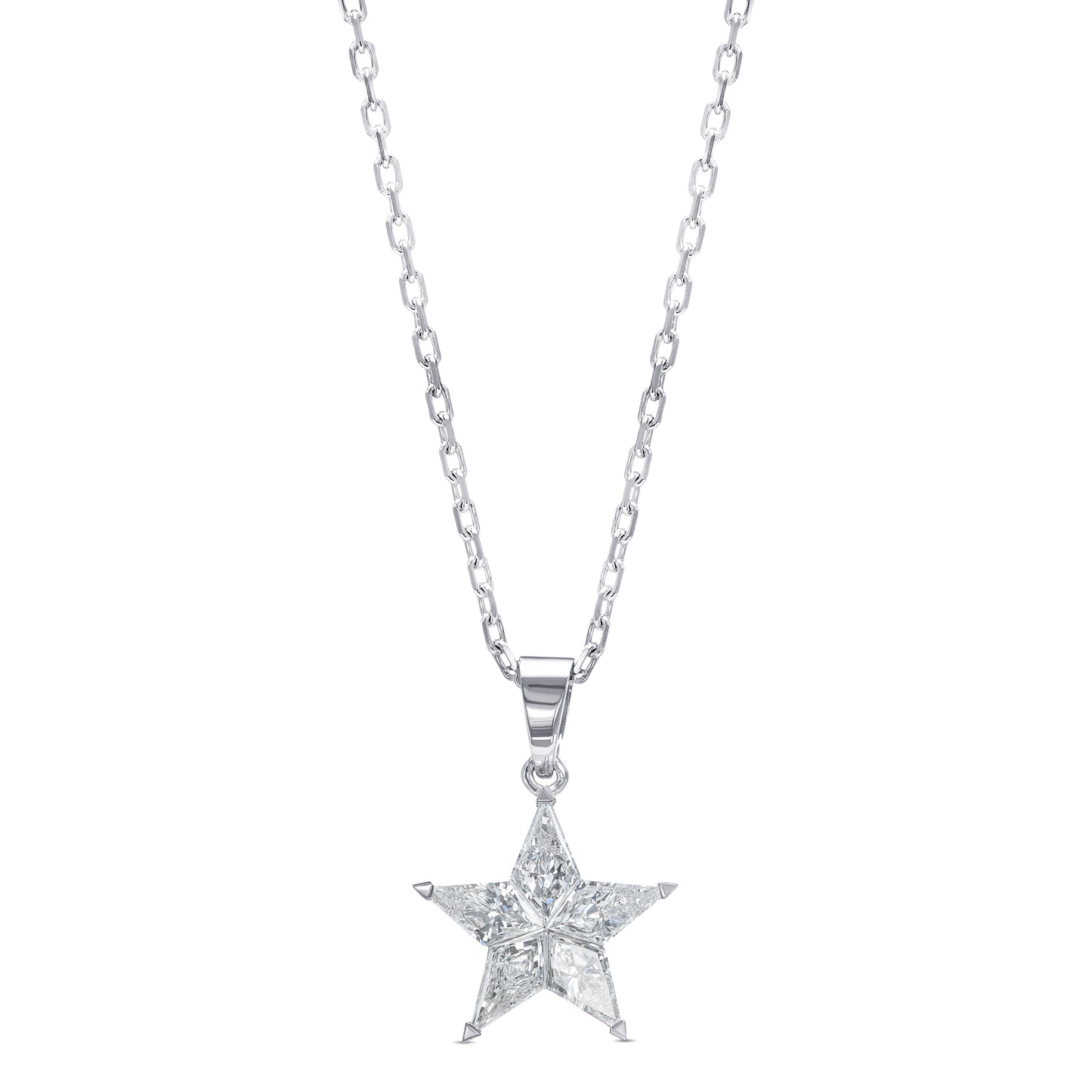 18K White Gold Star Pendant Necklace With 0.83 TCW Natural Diamond
