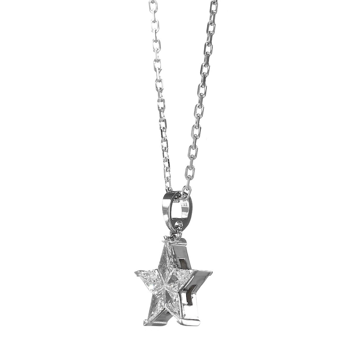 18K White Gold Star Pendant Necklace With 0.83 TCW Natural Diamond