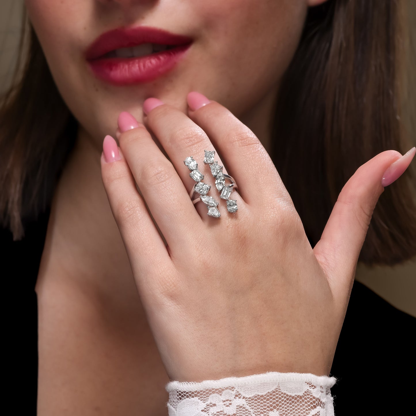 18K White Gold Statement Ring With 3.44 TCW Natural Diamond