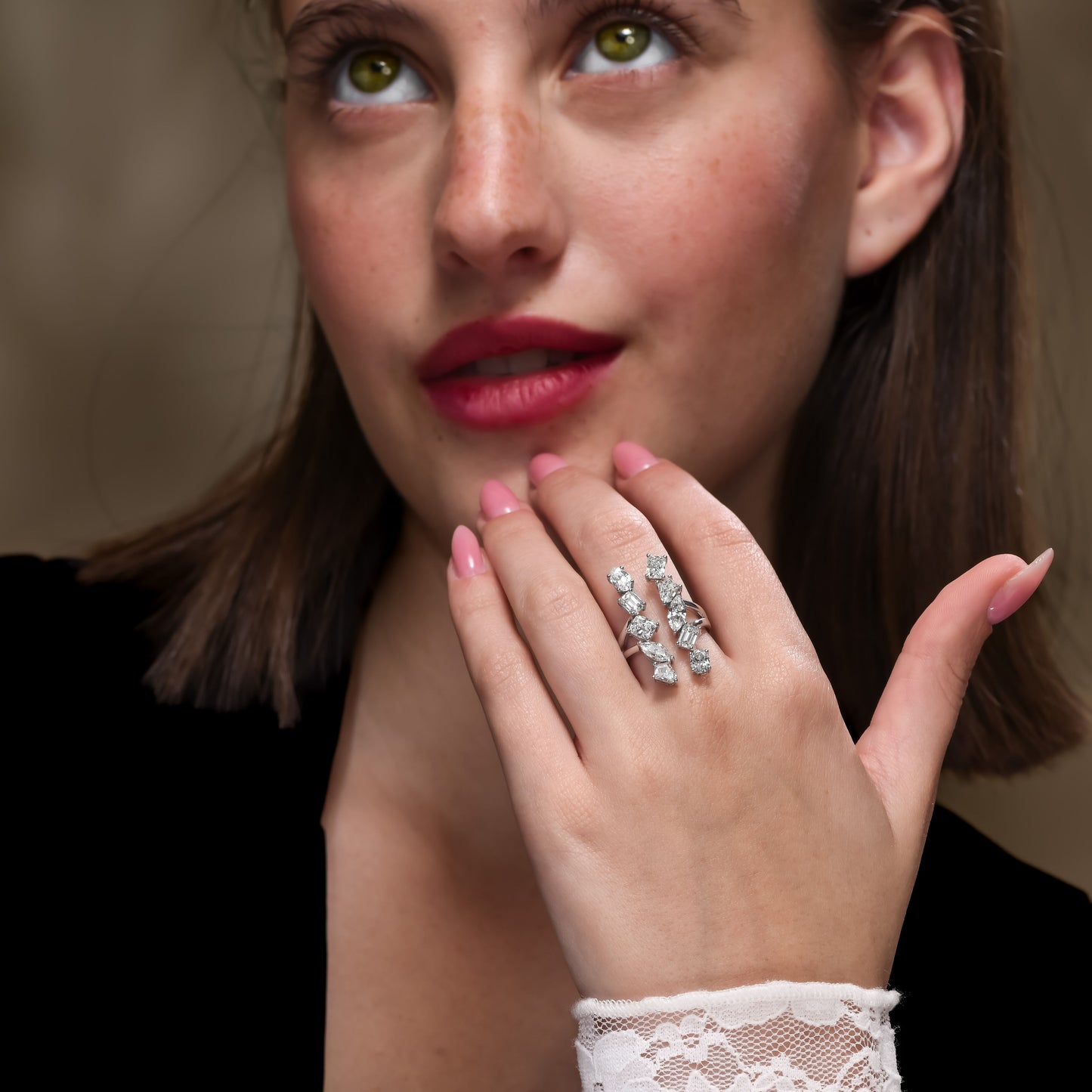 18K White Gold Statement Ring With 3.44 TCW Natural Diamond