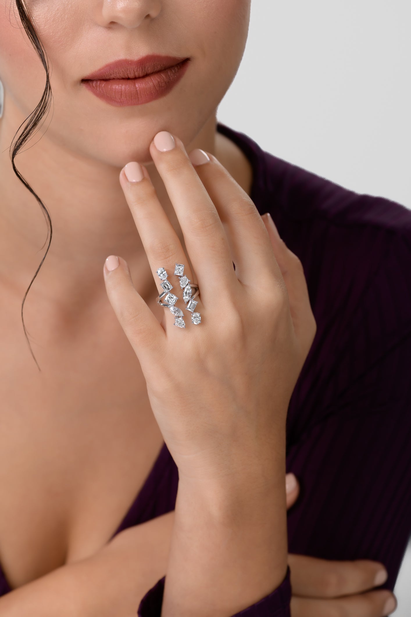18K White Gold Statement Ring With 3.44 TCW Natural Diamond