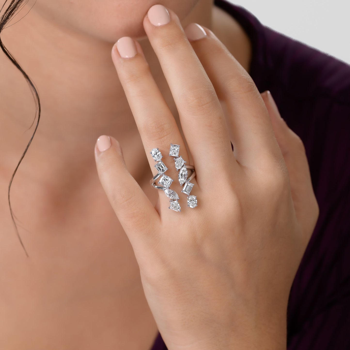 18K White Gold Statement Ring With 3.44 TCW Natural Diamond
