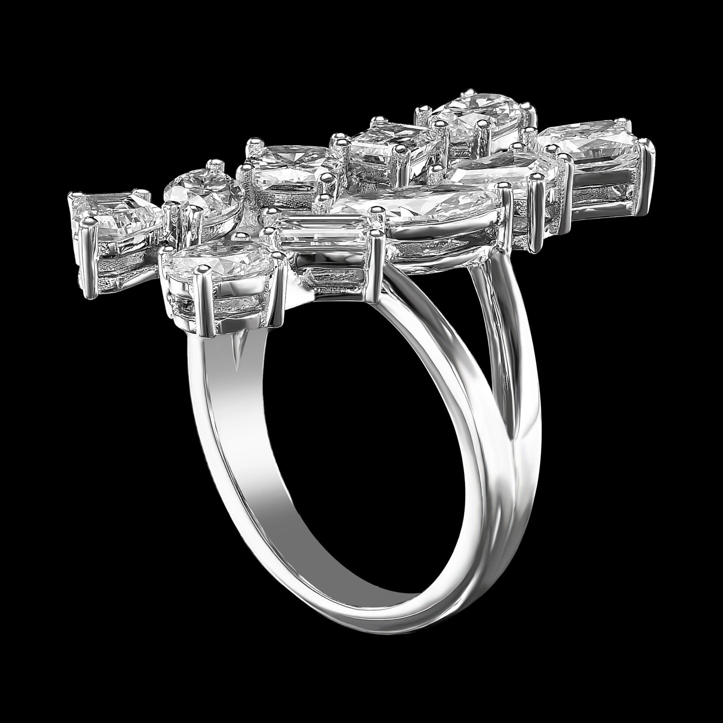 18K White Gold Statement Ring With 3.44 TCW Natural Diamond