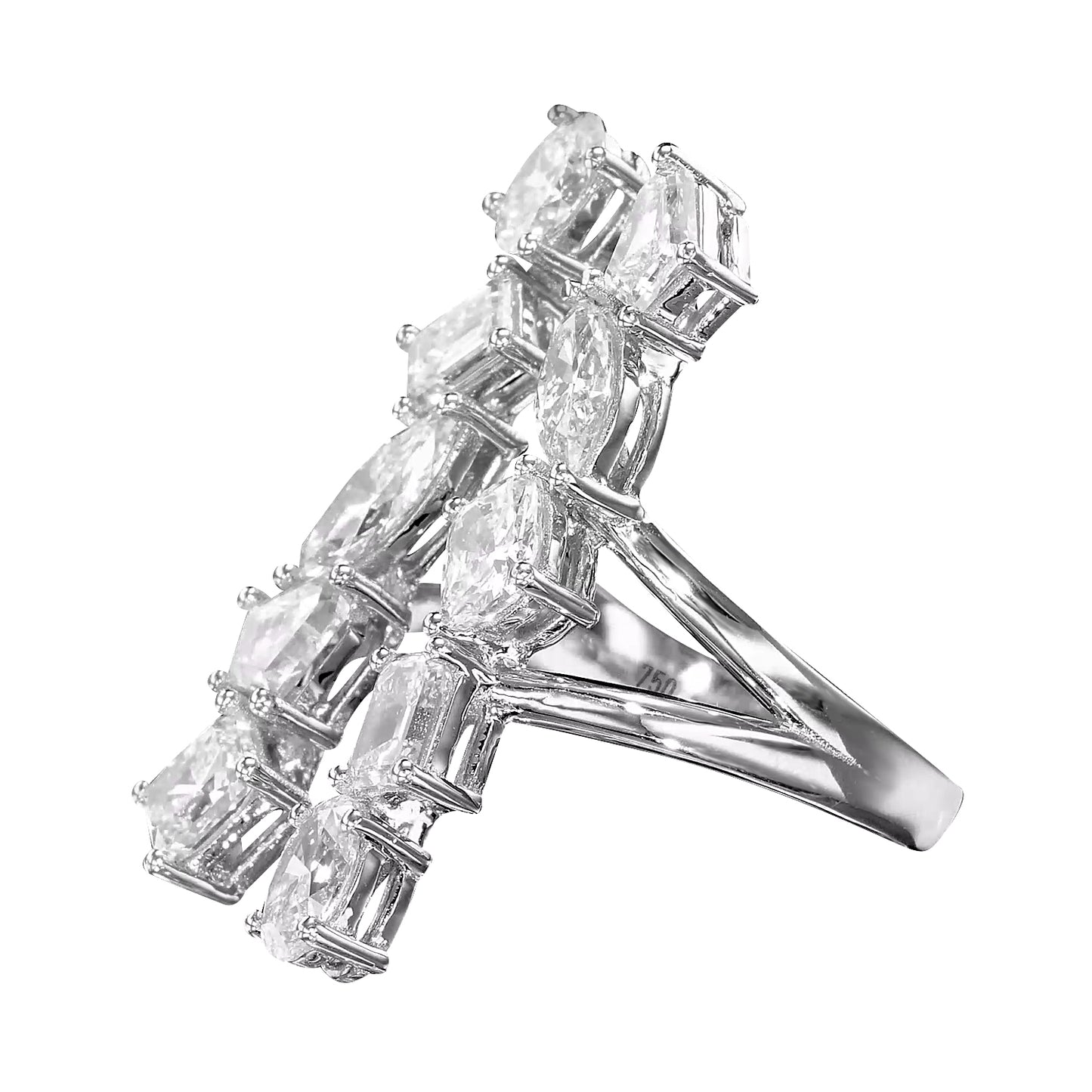 18K White Gold Statement Ring With 3.44 TCW Natural Diamond
