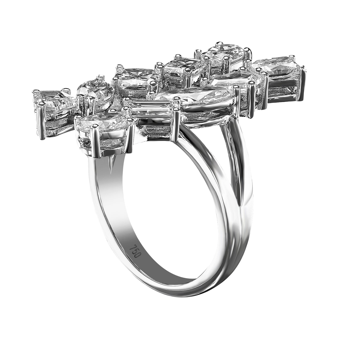 18K White Gold Statement Ring With 3.44 TCW Natural Diamond