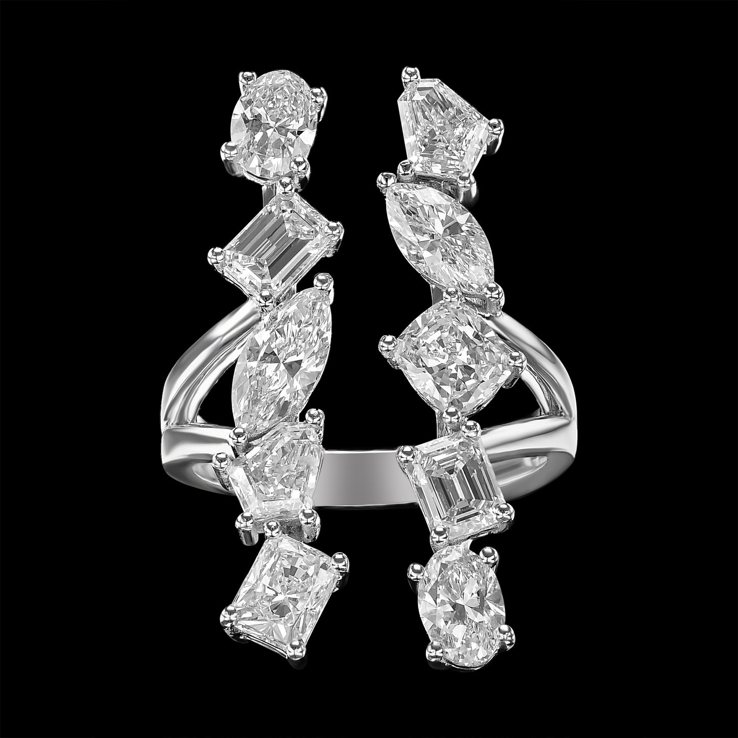18K White Gold Statement Ring With 3.44 TCW Natural Diamond