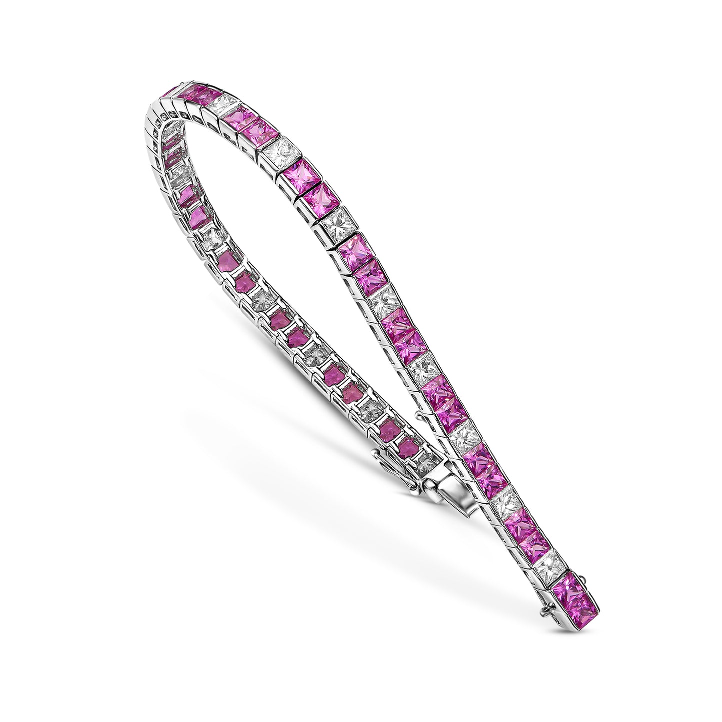 18K White Gold tennis Bracelet With 16.10 TCW Fancy Colored Diamonds