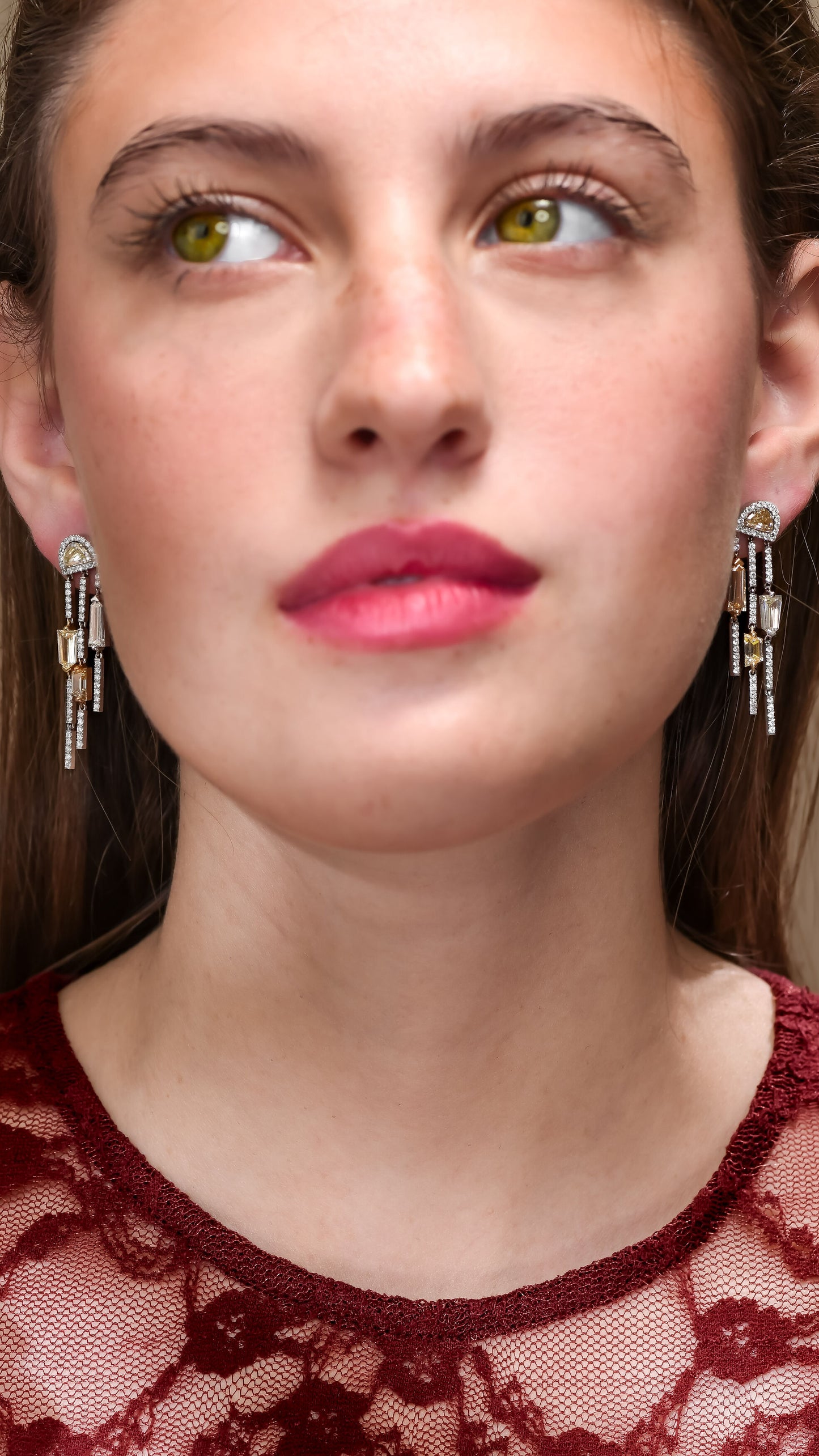 18K White Gold Drop Earrings With 4.58 TCW Fancy Colored Diamonds