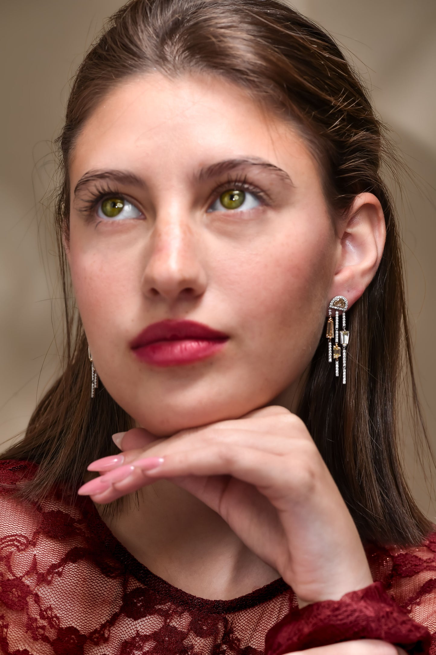18K White Gold Drop Earrings With 4.58 TCW Fancy Colored Diamonds