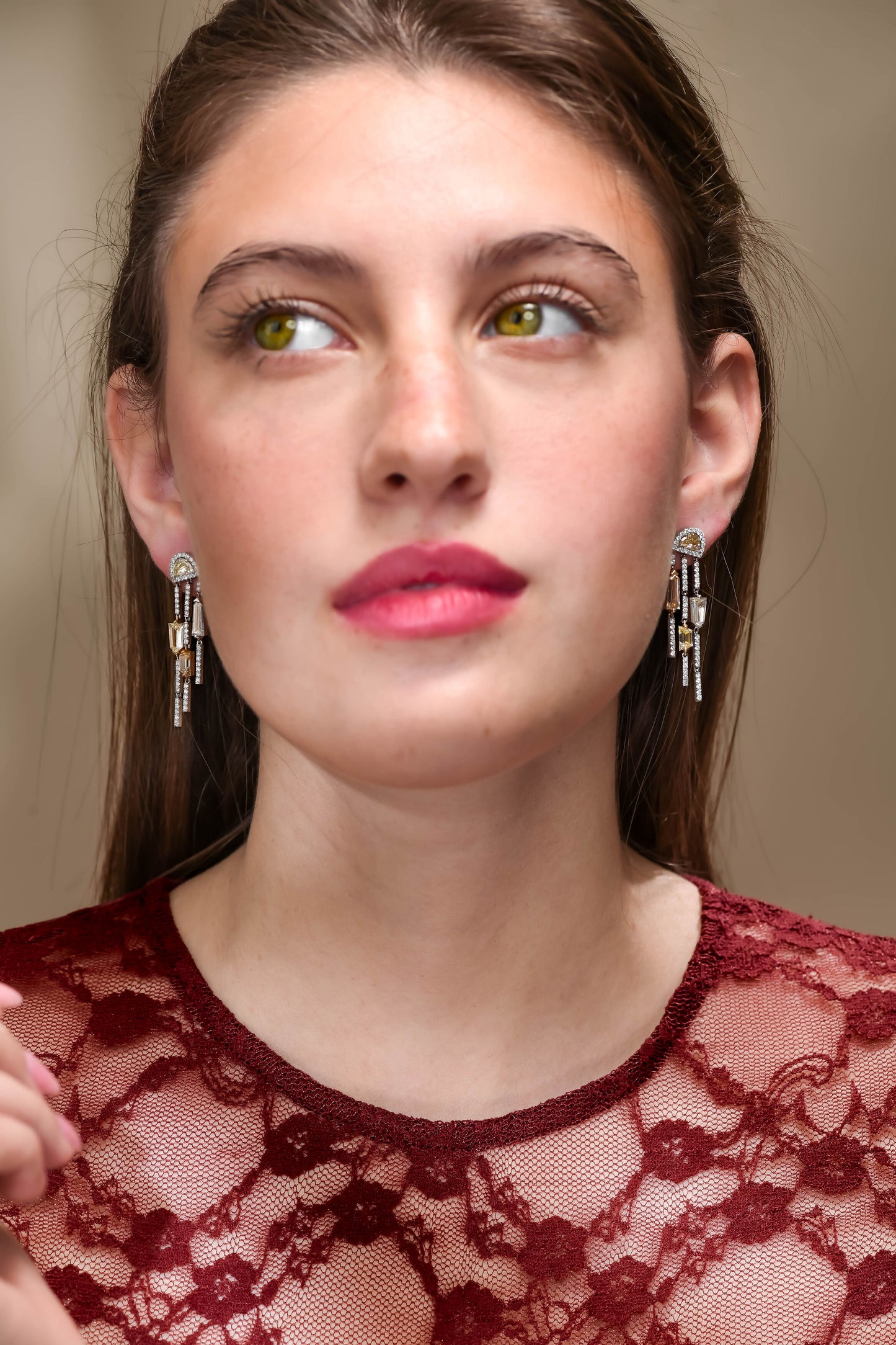 18K White Gold Drop Earrings With 4.58 TCW Fancy Colored Diamonds
