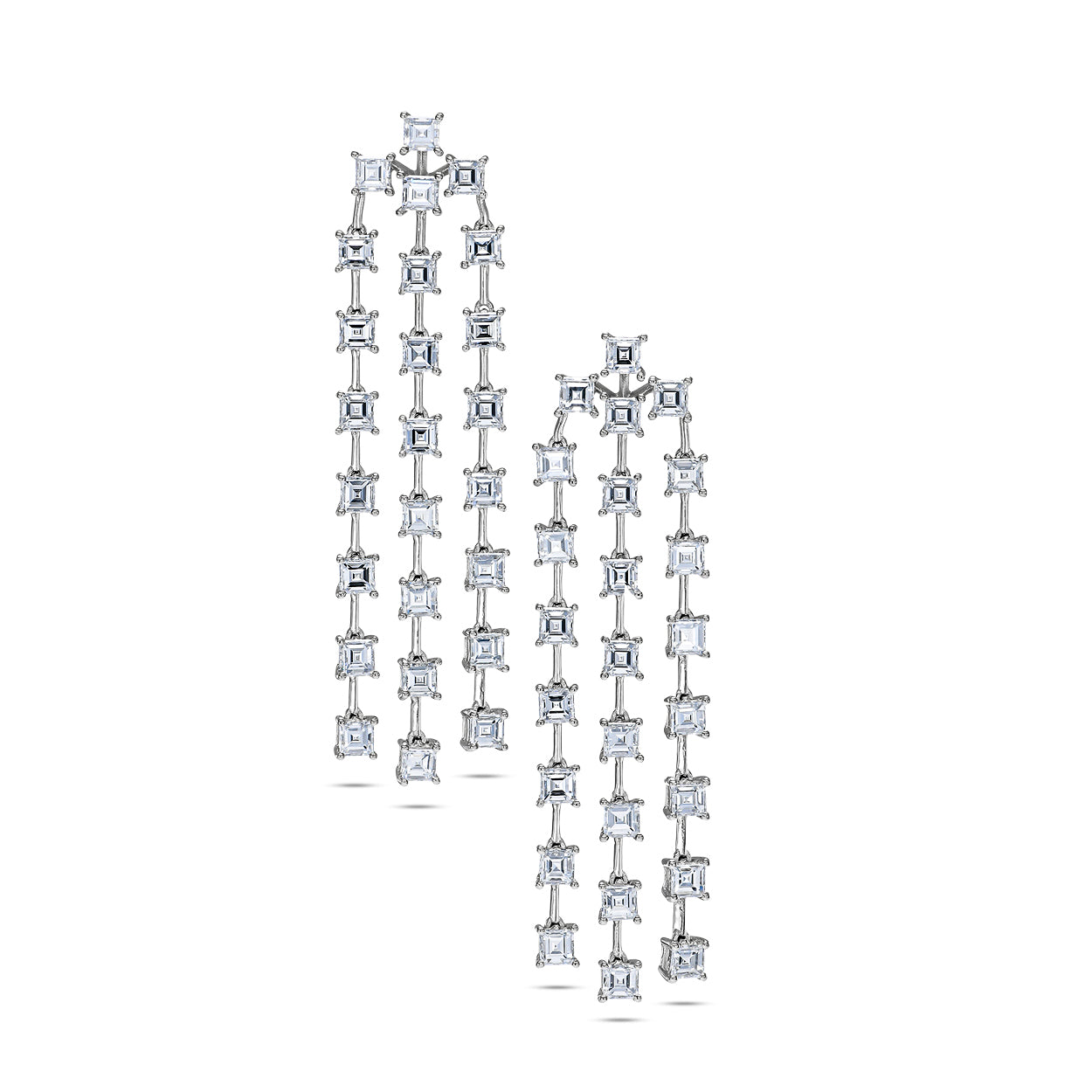 18K White Gold Drop Earrings With 3.56 TCW Natural Diamond