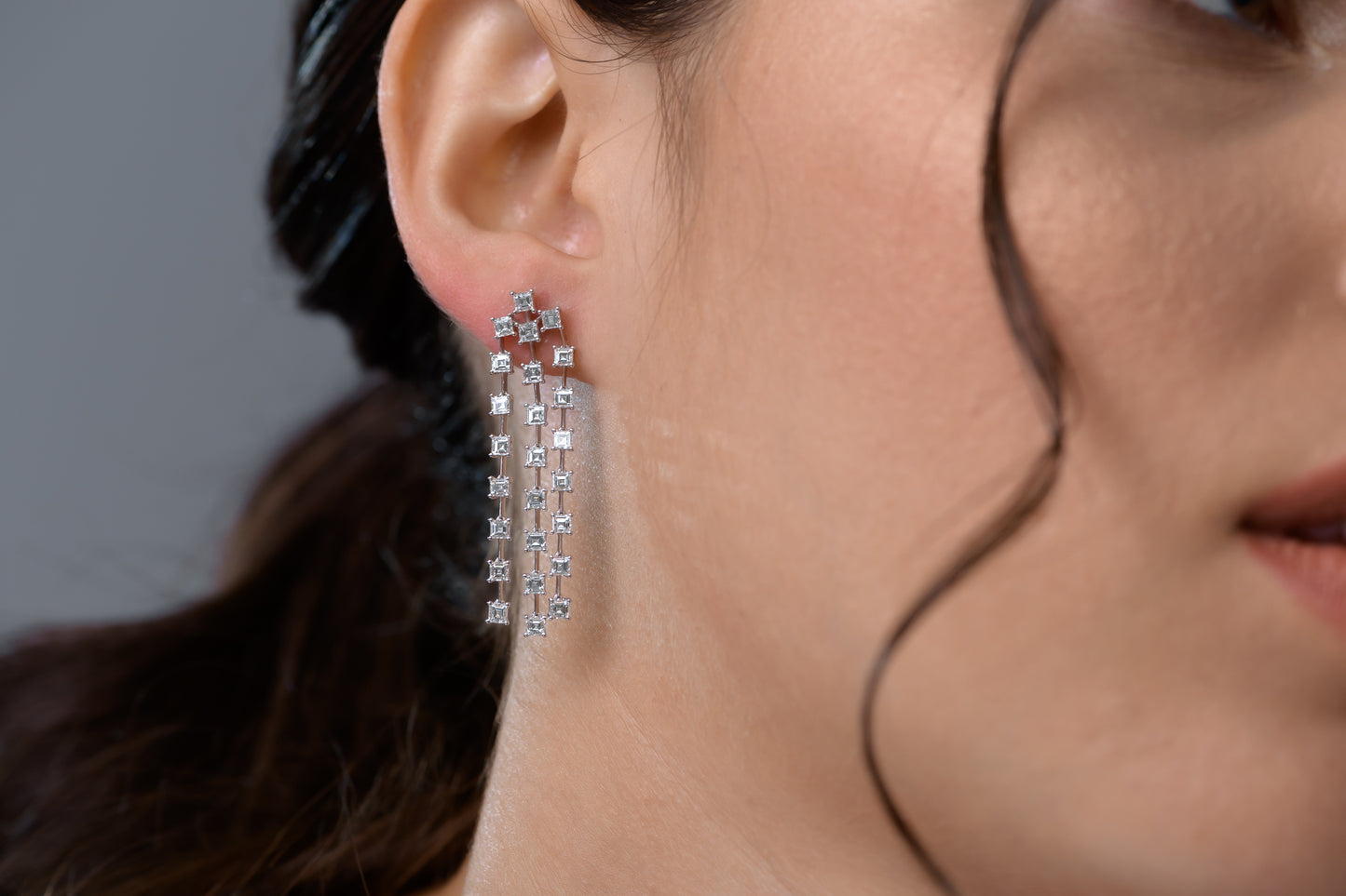 18K White Gold Drop Earrings With 3.56 TCW Natural Diamond