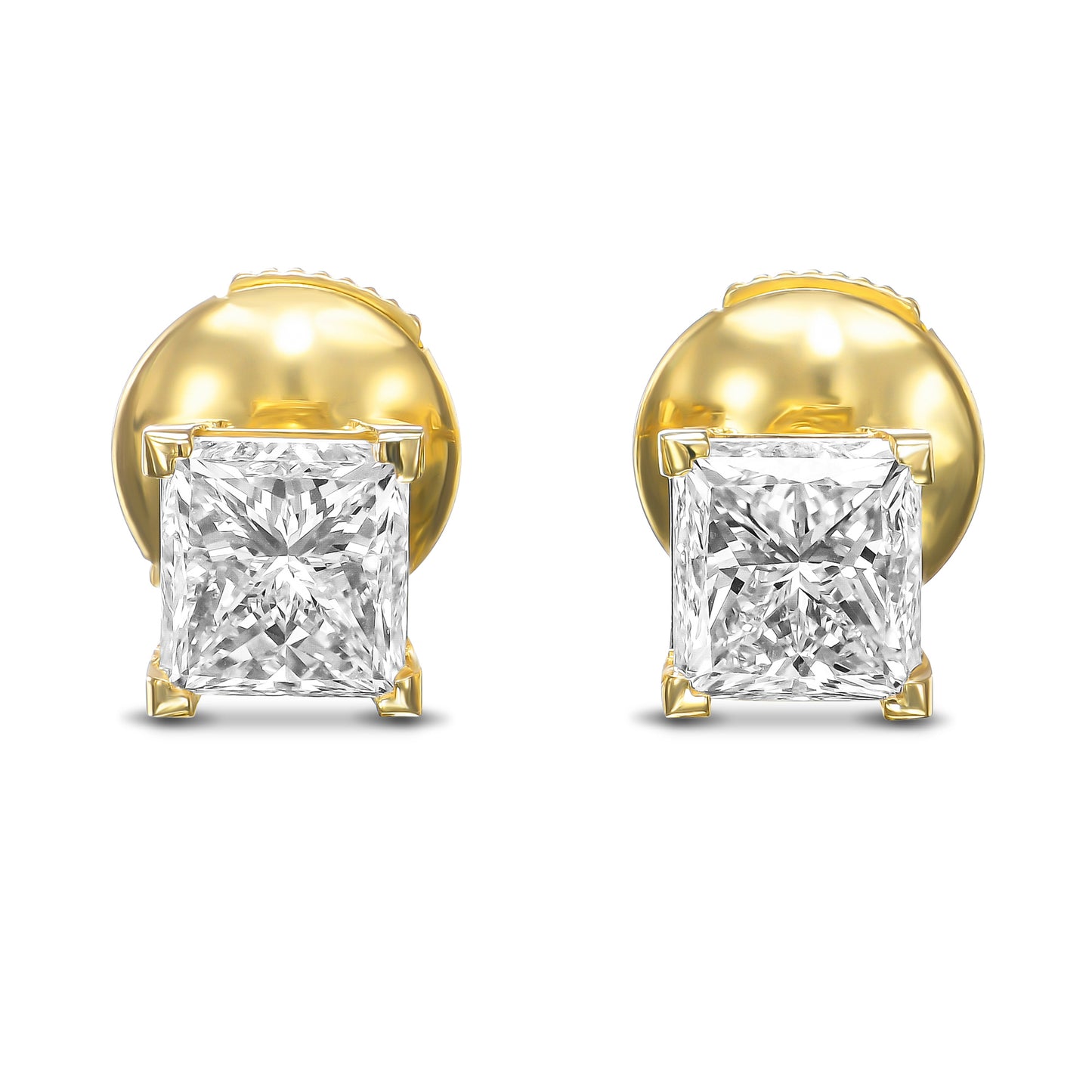18K Yellow Gold Stud Earrings With 1.80 TCW Natural Diamond