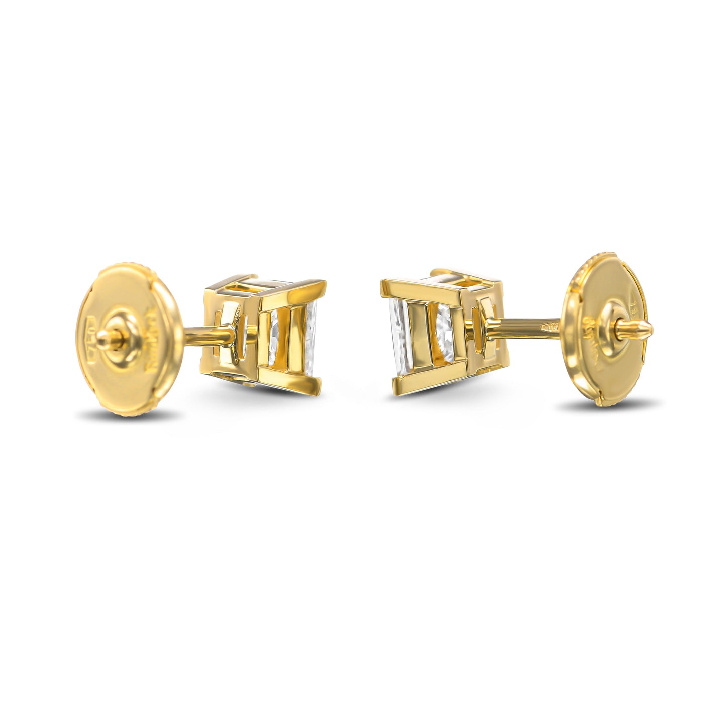 18K Yellow Gold Stud Earrings With 1.80 TCW Natural Diamond
