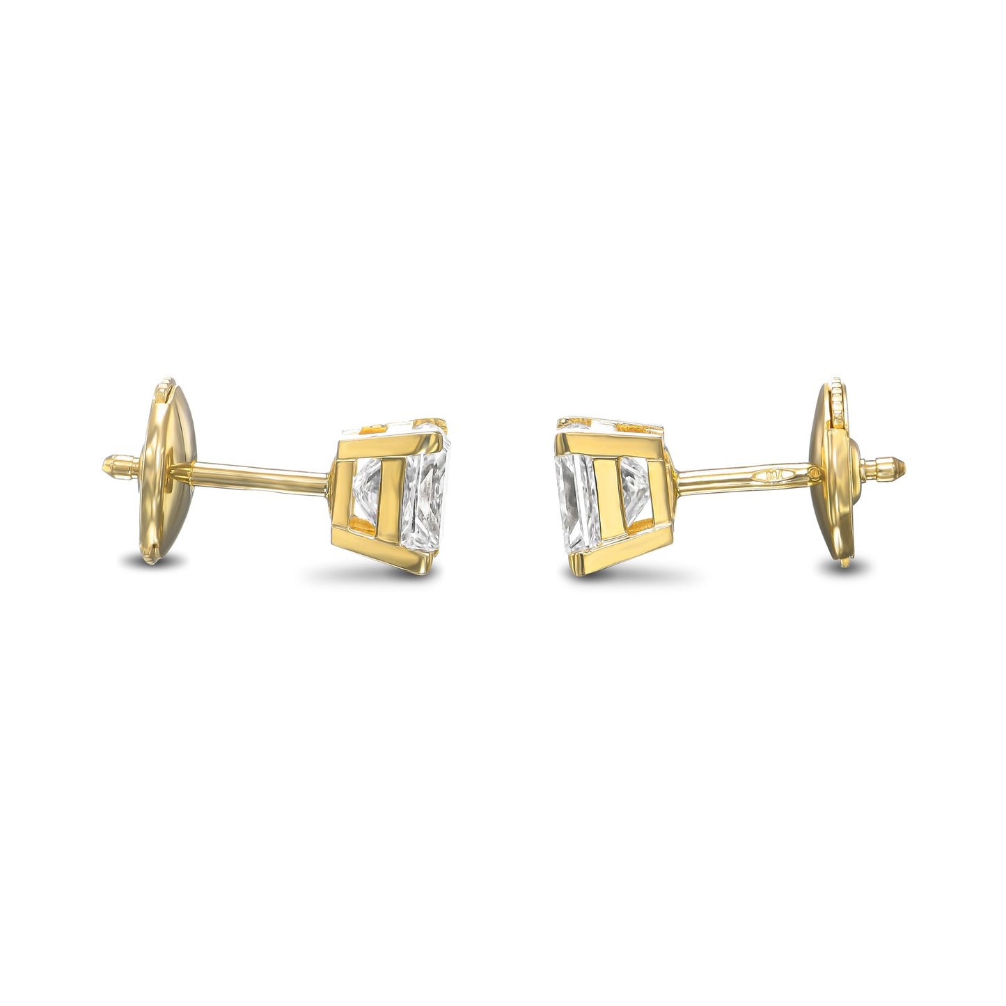 18K Yellow Gold Stud Earrings With 1.80 TCW Natural Diamond