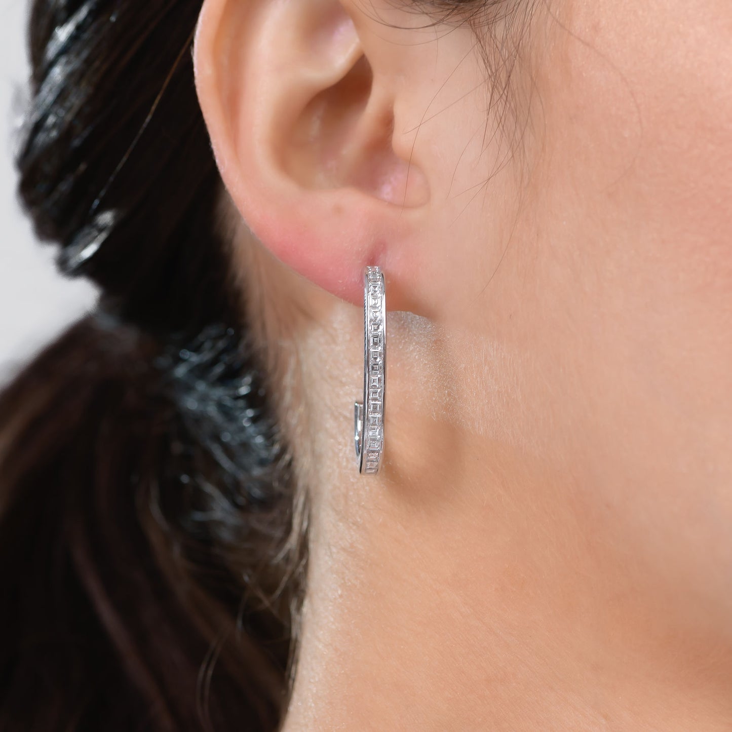 18K White Gold Hoop Earrings With 2.08 TCW Natural Diamond