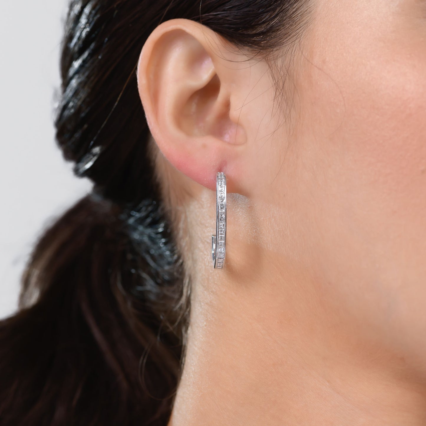 18K White Gold Hoop Earrings With 2.08 TCW Natural Diamond