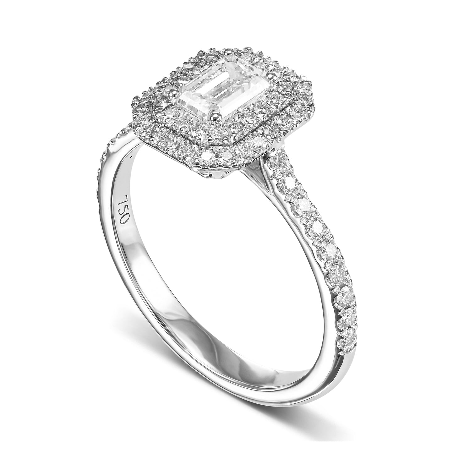 18K White Gold Engagement Ring With 0.87 TCW Natural Diamond