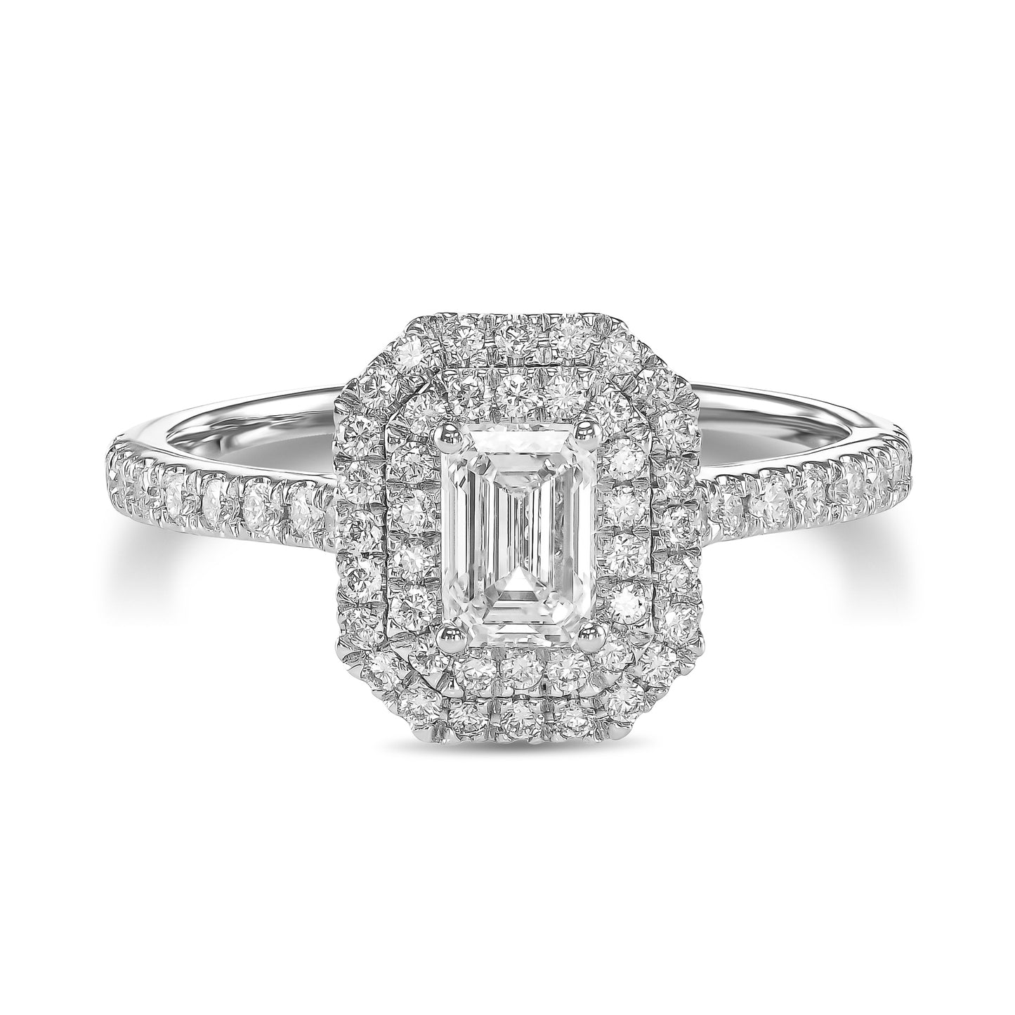 18K White Gold Engagement Ring With 0.87 TCW Natural Diamond